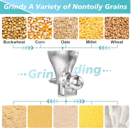 All Metal Grain Mill Attachment for KitchenAid Stand Mixers Wheat Grinder Flour Mill for Sourdough Baking (Slive)