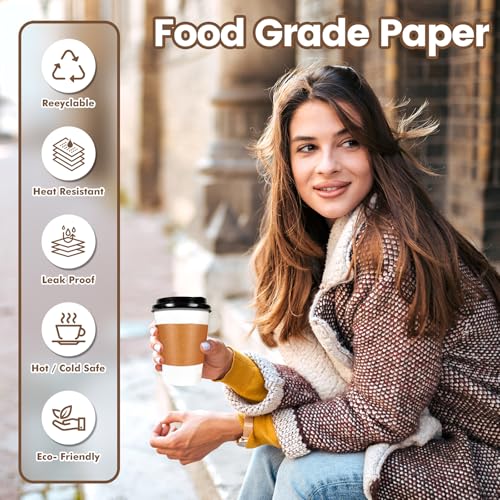 12 oz Disposable Paper Coffee Cups with Lids (12 oz (w/ Lids) White (100 ct))