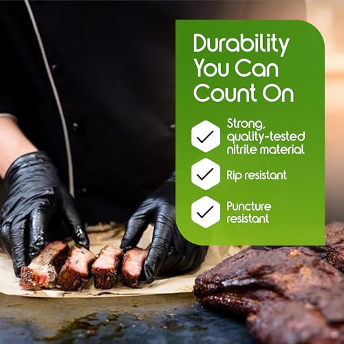 Black Nitrile Gloves HEAVY DUTY 6 Mil Nitrile Chemical Resistant Medical Cooking Cleaning Disposable Black Gloves Case (Large / Black 6mil Case of 1000)