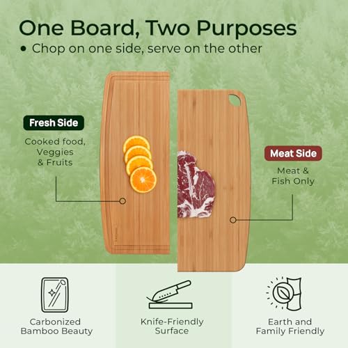 Dishwasher Safe Bamboo Cutting Boards 15.4x11.7in Heat (15.4"L x 11.7"W)