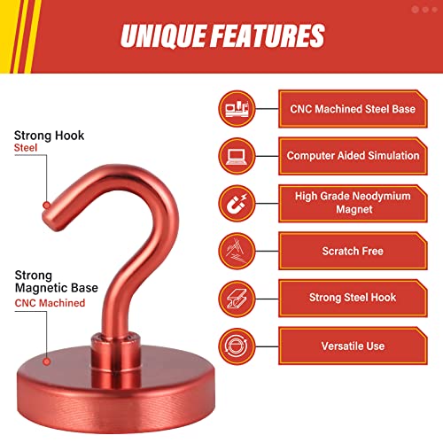 Magnetic Hooks (Red / 1.26 inches)