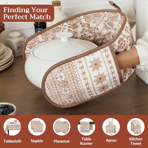 Double Oven Mitts 100% Cotton Double Oven Glove (121 - Allure / 7" x 35" (Double Oven Mitt))