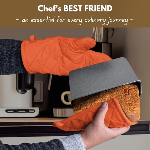 4 Piece Set 2 Oven Mitts & 2 Potholders (Orange)