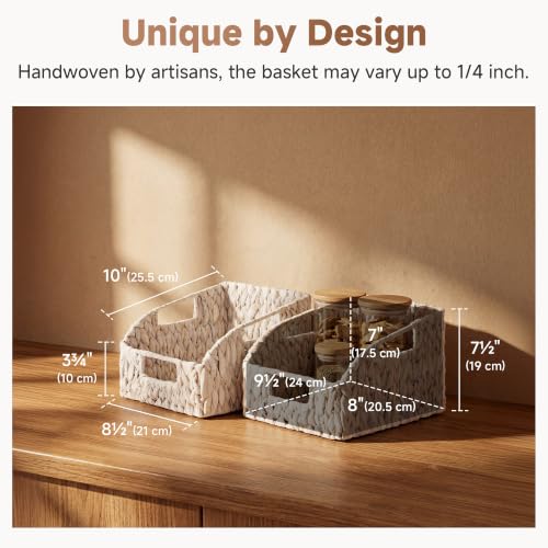 Pantry Baskets for Organizing (White(Water Hyacinth) / 2x 8½"L x 10"W x 7½"H)