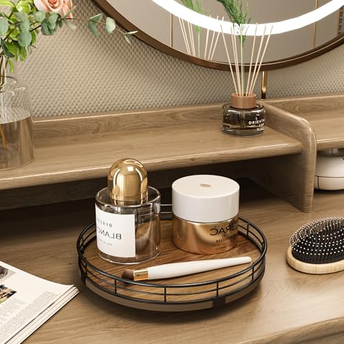 Acacia Wood 9" Bathroom Vanity Tray Turntable