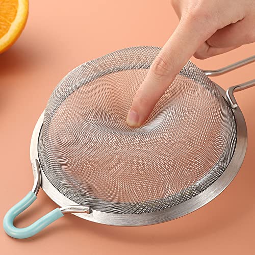 304 Stainless Steel Fine Mesh Strainers for Kitchen (7.87 in Large)