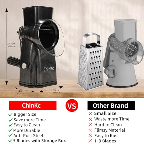 Upgrade Rotary Cheese Grater Shredder with Handle (016)