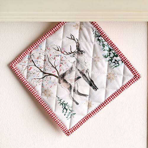 Pot Holders 100% Cotton Potholders (116 - Rural Christmas / 8" x 8" (Pot Holder Pack of 1))