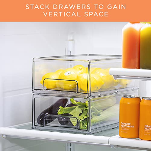 Clear Stackable Storage Drawers for Refrigerator (2 Pack / Medium)