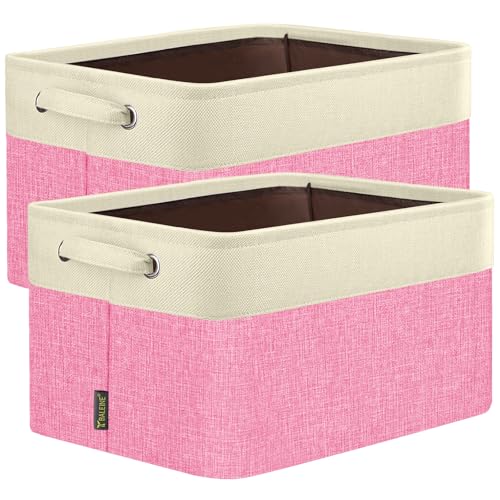 2 Pack Fabric Closet Storage Bins for Shelves (Pink / 2PCS/X-Large-17x13x10.5)