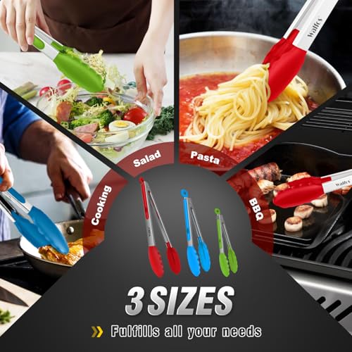 Silicone Tongs for Cooking (7+9+12inch / Colorful)