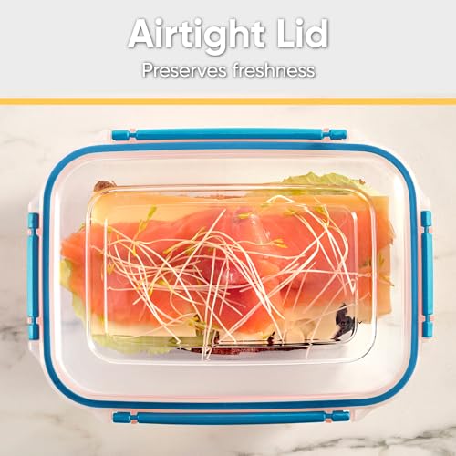Plastic Food Storage Containers with Airtight Lids (80 oz / Blue)