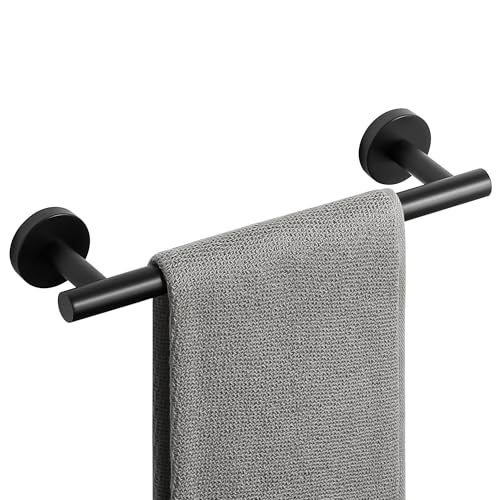 Matte Black Hand Towel Holder for Bathroom Wall (Matte Black / 12" (9" Hanging Length))