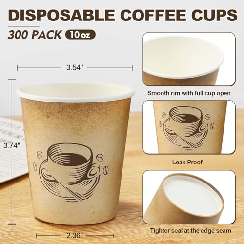 200 Pack 10 oz Coffee Cups Disposable Paper Cups (10OZ-200)