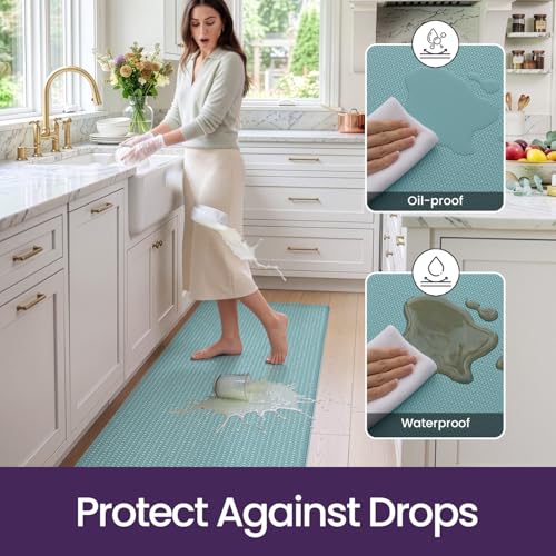 Kitchen Floor Mats Cushioned Anti Fatigue (2-turquoise / 86"l X 23"w X 0.4"th)