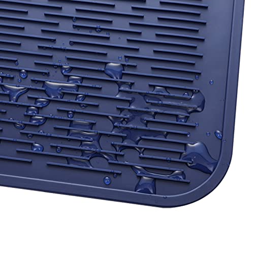 Silicone Dish Drying Mat for Multiple Usage (Navy Blue / 32"L x 18"W)