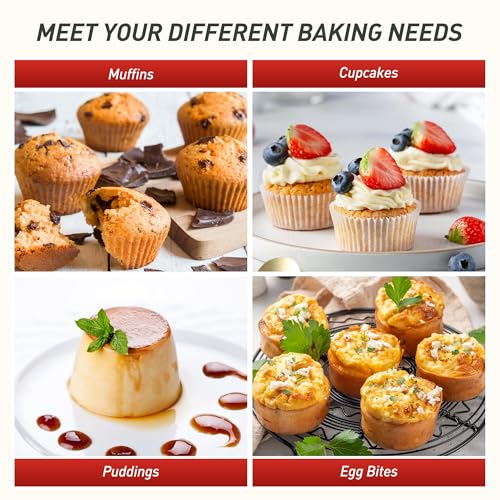 2 Packs 24 Cups Silicone Muffin Pan for Baking with Metal Reinforced Frame Mini Size Cupcake Pan Tray Chocolate Egg Pizza Bites Oven Cookie Mold Muffin Tin Tart Pans Sheet Set Small (2pc: 24-Cup Mini / Red)