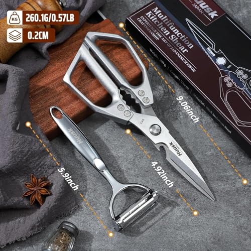 Kitchen Scissors and Vegetable Peeler Set (Bright Silver)