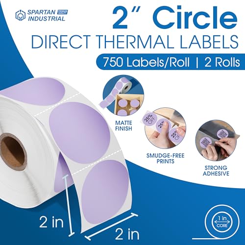 2" Circle Purple Direct Thermal Labels (Purple)