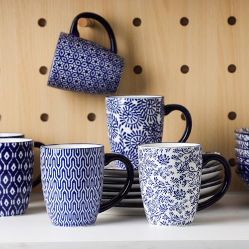 30 Pieces Ceramic Dinnerware Sets for 6 (Vintage Blue A / 30 Pieces)