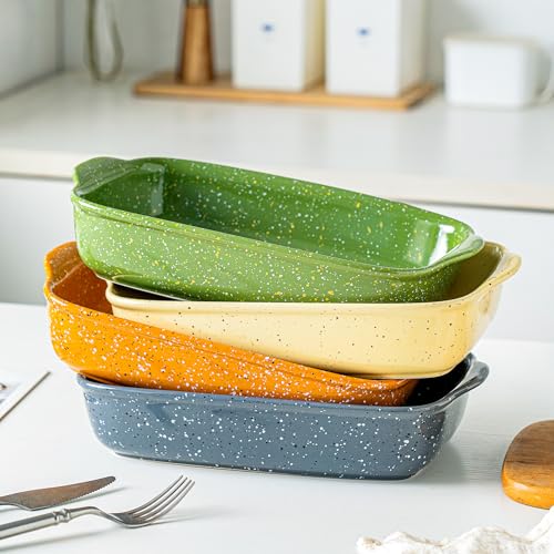 Ceramic Baking Dishes for Oven Set of 3 (Green)