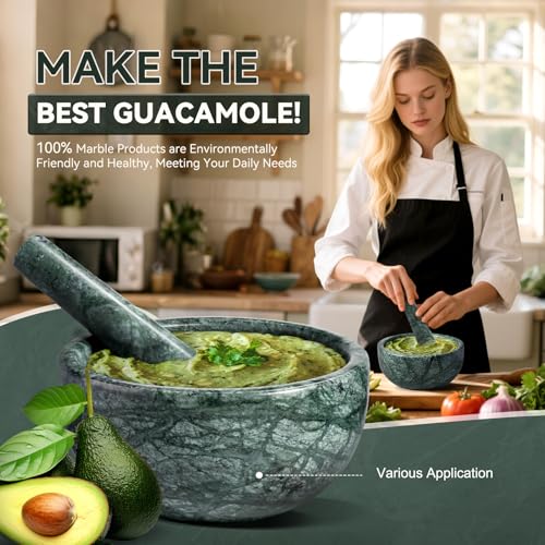 Luxury Marble Mortar and Pestle Set (Green Marble / 7in-4 cups)