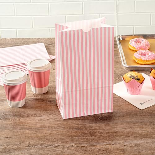Pink And White Stripe Paper Bag (12 lb / Pink & White)