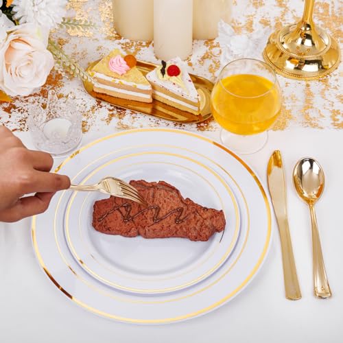 60 Pcs Gold Plastic Plates (60 Pieces / Gold)