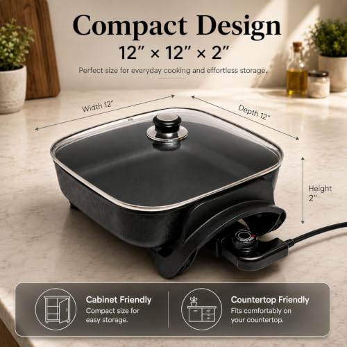 Square Electric Skillet with Lid (Square)