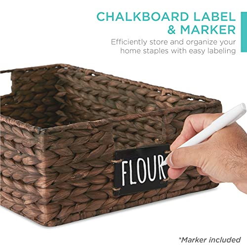 Set of 4 16x12in Large Water Hyacinth Pantry Baskets (12x16x5in / Brown)