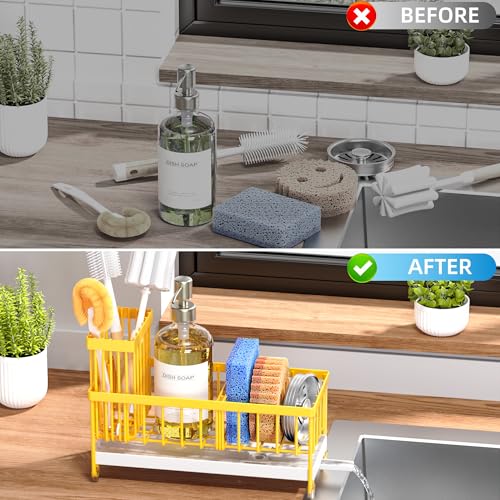 Sponge Holder for Kitchen Sink (Yellow - 9.25″)
