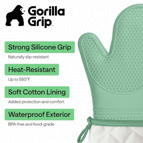 Silicone Oven Mitts (Mint / 12.5" Oven Mitts)