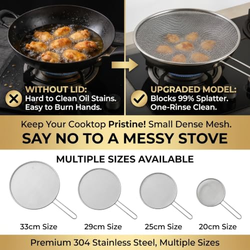 4 Piece Stainless Steel Splatter Screen for Cooking (4 silver)