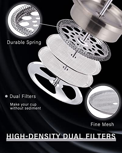POLIVIAR French Press Coffee Maker (Silver / 12 oz)