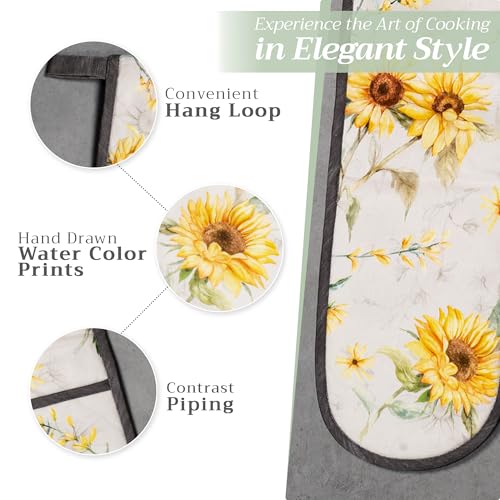 Double Oven Mitts 100% Cotton Double Oven Glove (057 - Candice / 7" x 35" (Double Oven Mitt))