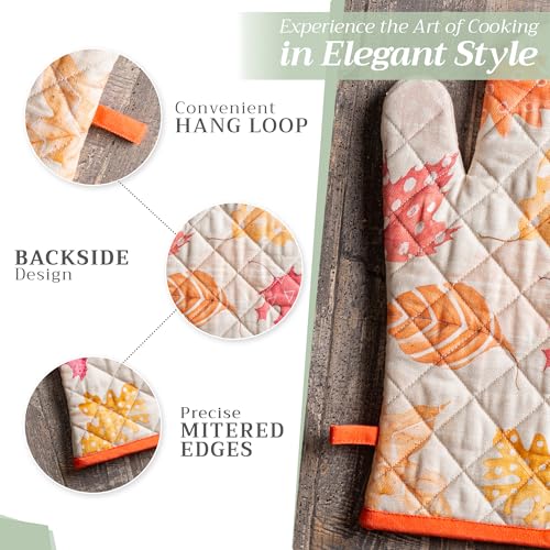 Maison d'Hermine Oven Gloves 100% Cotton Oven Mitt (103 - Colours of Autumn / 7.5" x 13" (Oven Mitt))
