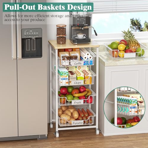 Fruit Vegetable Basket for Kitchen Pantry Storage Organizer (5 Tier / White)