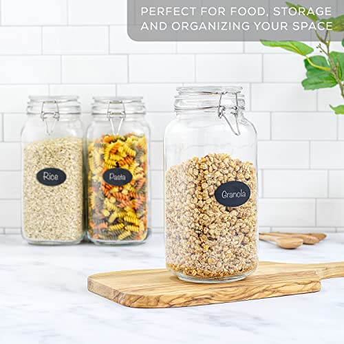 Airtight Glass Jars with Lids Set of 3. 78oz Glass Jar with Lid and 6 Silicone Seals! Large Glass Food Storage Containers. Square Mason Jar