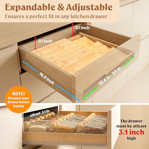 Bamboo Spice Drawer Organizer