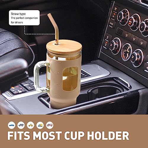 Glass Tumbler with Straw and Lid (Amber / 40 Ounces)