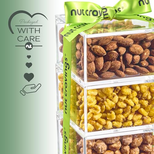 Mixed Nuts Acrylic Tower Gift Basket (Lucite Nut Assortment)