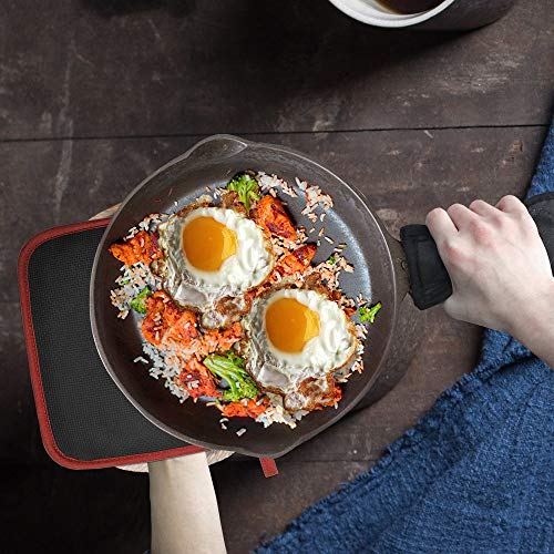 2Pcs Cotton and Neoprene Oven Pads Pot Holders with Pocket 8"x8.5" Dual (Red)