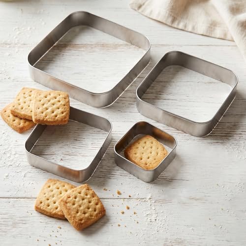 Rounded Square Cookie Cutter Stainless Steel Plaque Cookie Cutters Geometric Frame Cookie Cutters Shapes Molds for Baking 1 Inch Depth (Rounded Square)