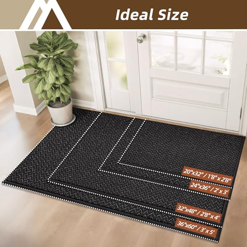 Dirt Trapper Door Mat 24"x36" Non Slip Washable Black