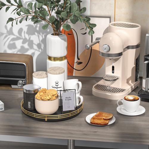 12 Inch Oak Lazy Susan Spice Organizer with Gold Metal Rail (Gold Black / 12)