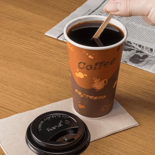 16 oz Paper Hot Coffee Cups [1000 ct] Disposable (16 OZ / Café Theme)