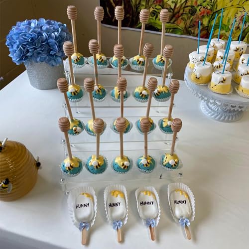 50 Pcs Wooden Honey Dipper Stick Collecting Dispensing Drizzling Jam Portable Wedding Party (15cm)