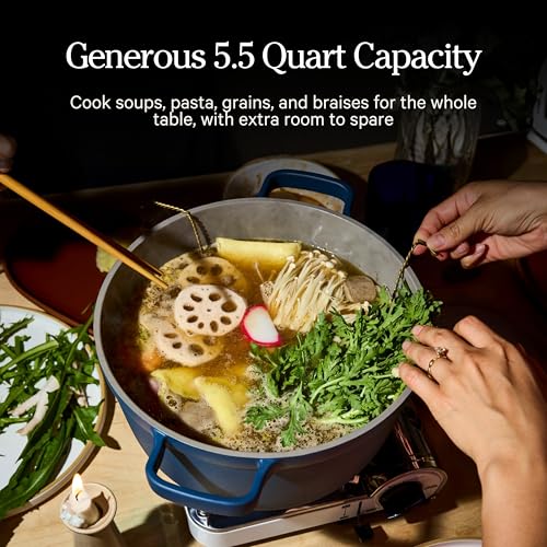 Perfect Pot 5.5 Qt Nonstick Ceramic Pot & Dutch Oven with Lid (5.5 Quarts / Blue Salt)