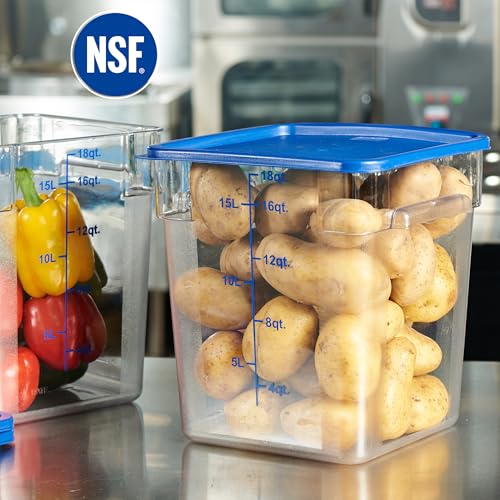 8 Pack 18 Qt NSF Clear Polycarbonate Food Storage Containers with Blue Lids (18.0 Qt 8-Pack(Blue Lids))