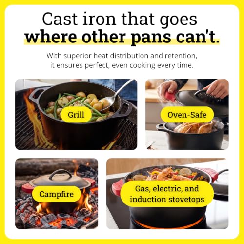 Cast Iron Dutch Oven with Loop Handle (5 Quart / Bundle)